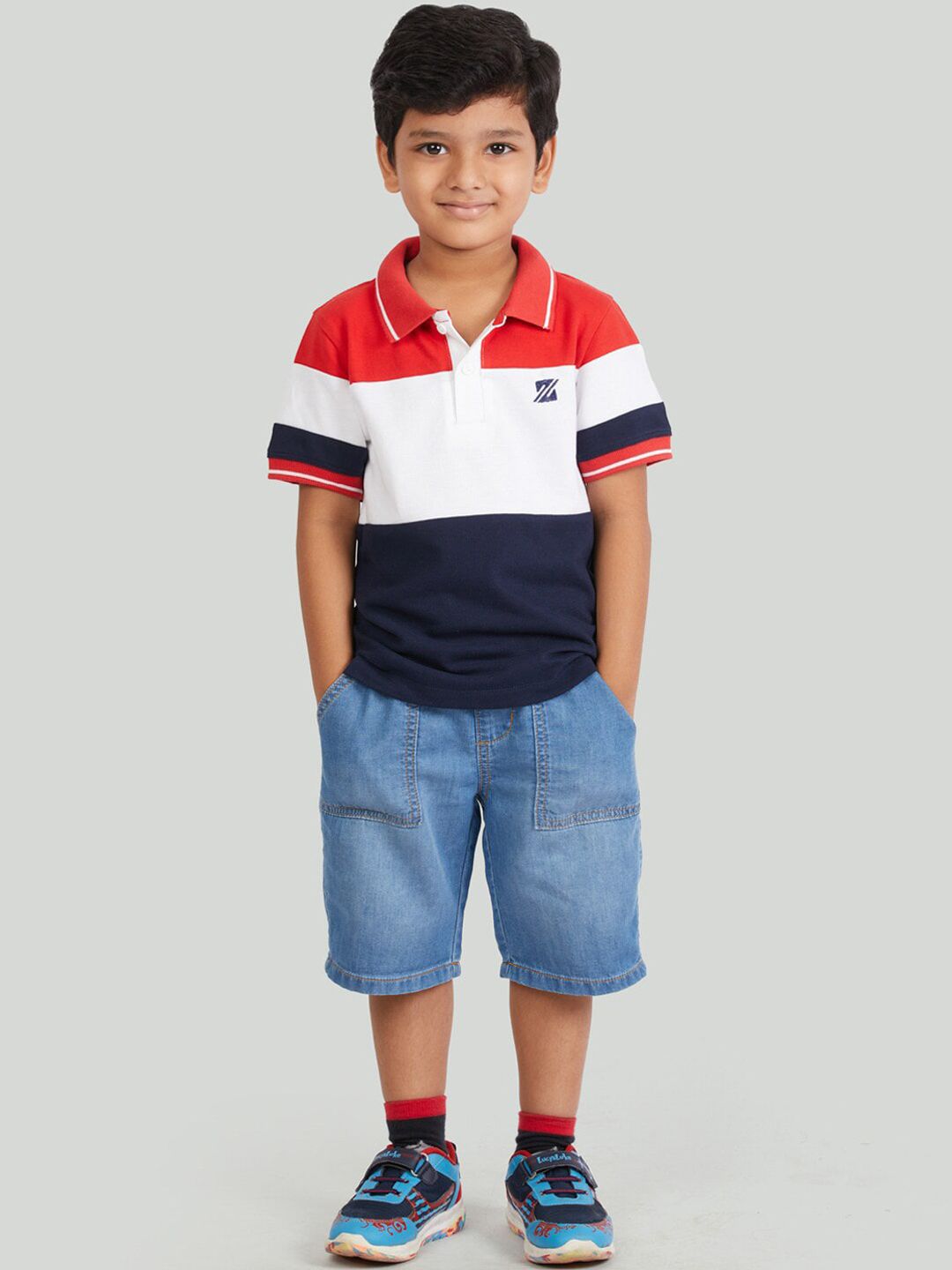 Buy Zalio Boys Multicoloured Colourblocked T-shirt with Shorts