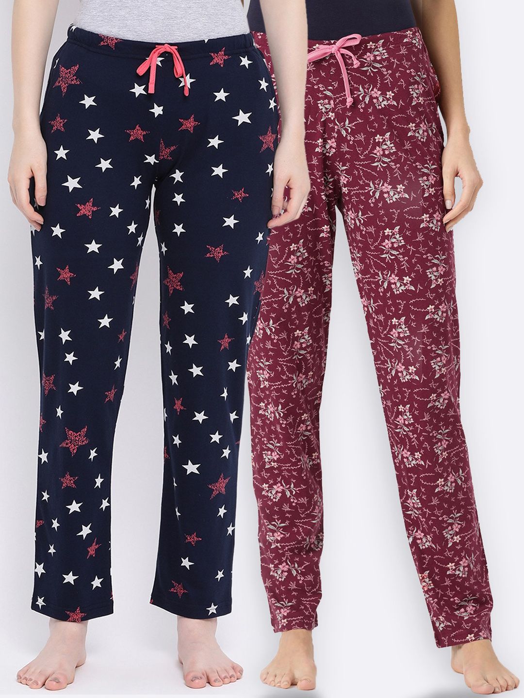 Kanvin Women Pack Of 2 Printed Pure Cotton Lounge Pants Price in India