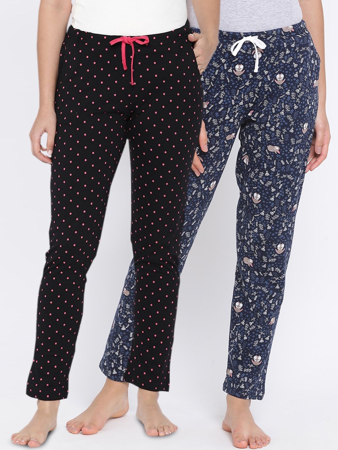 Kanvin Women Pack Of 2 Printed Pure Cotton Lounge Pants Price in India