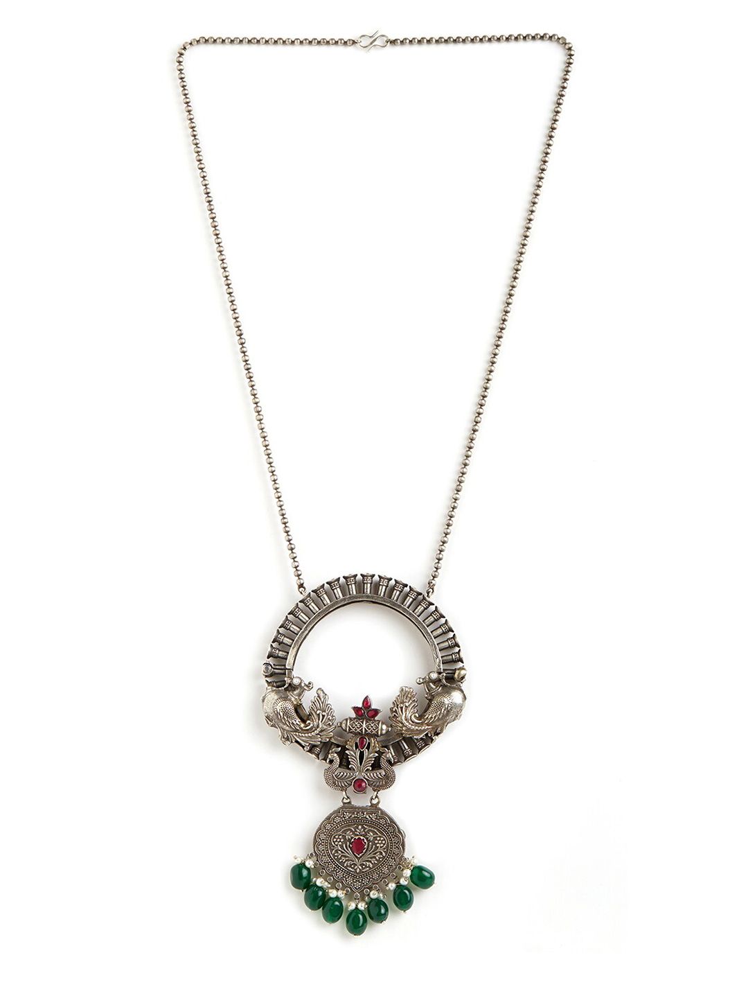 Binnis Wardrobe Silver-Toned & Pink Brass Silver-Plated Necklace Price in India
