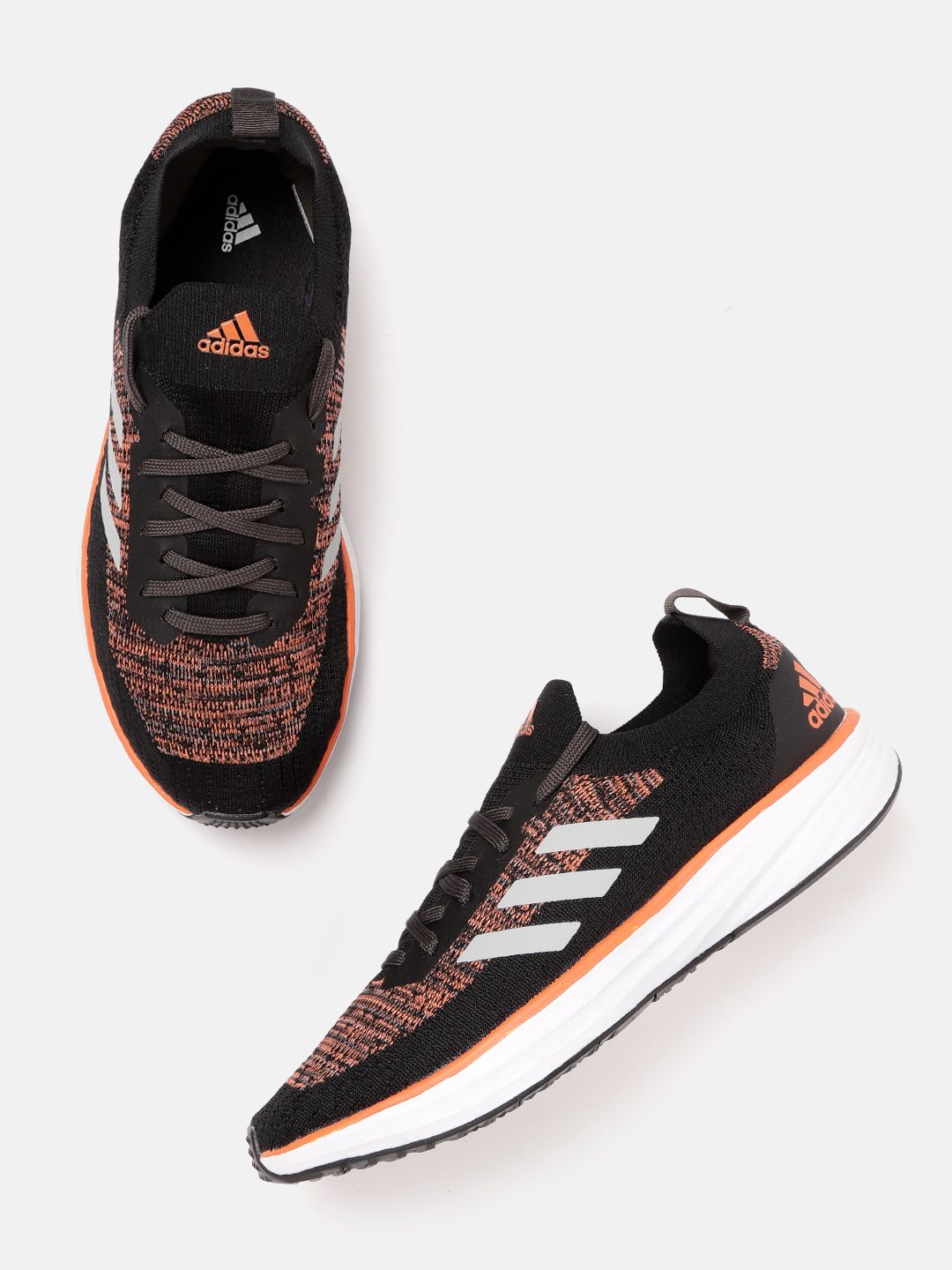 Buy ADIDAS Men Black & Orange Woven Design Orbitra Running Shoes