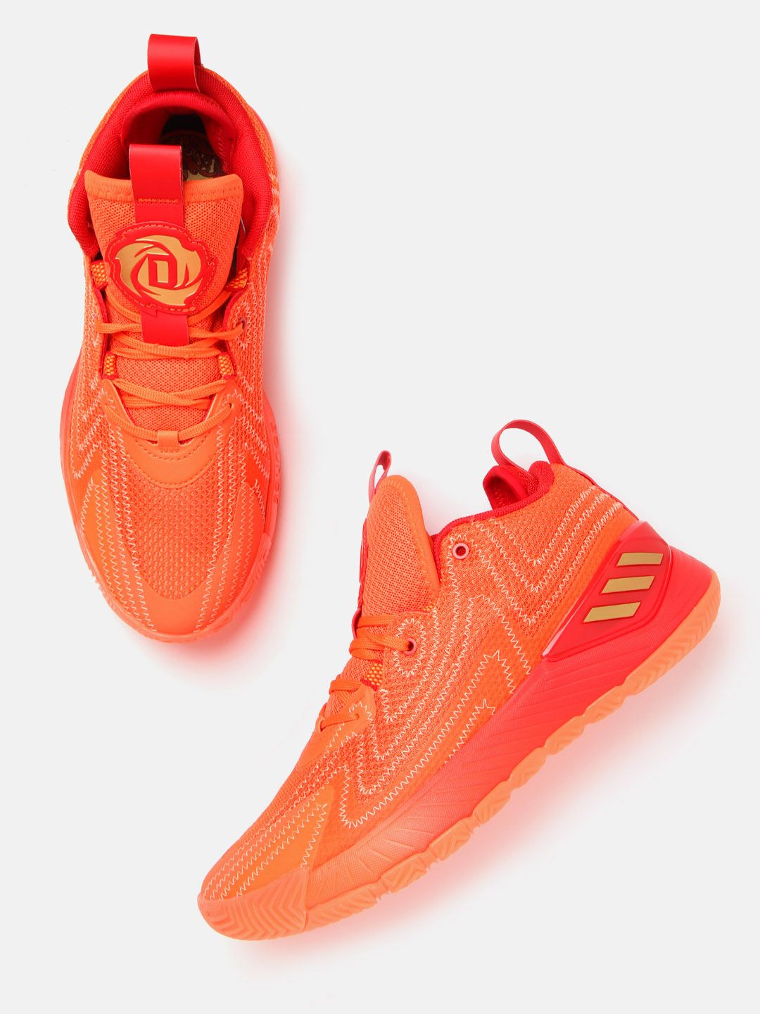 ADIDAS Unisex Orange & Gold-Toned Woven Design D Rose Son of Chi II Basketball Shoes Price in India