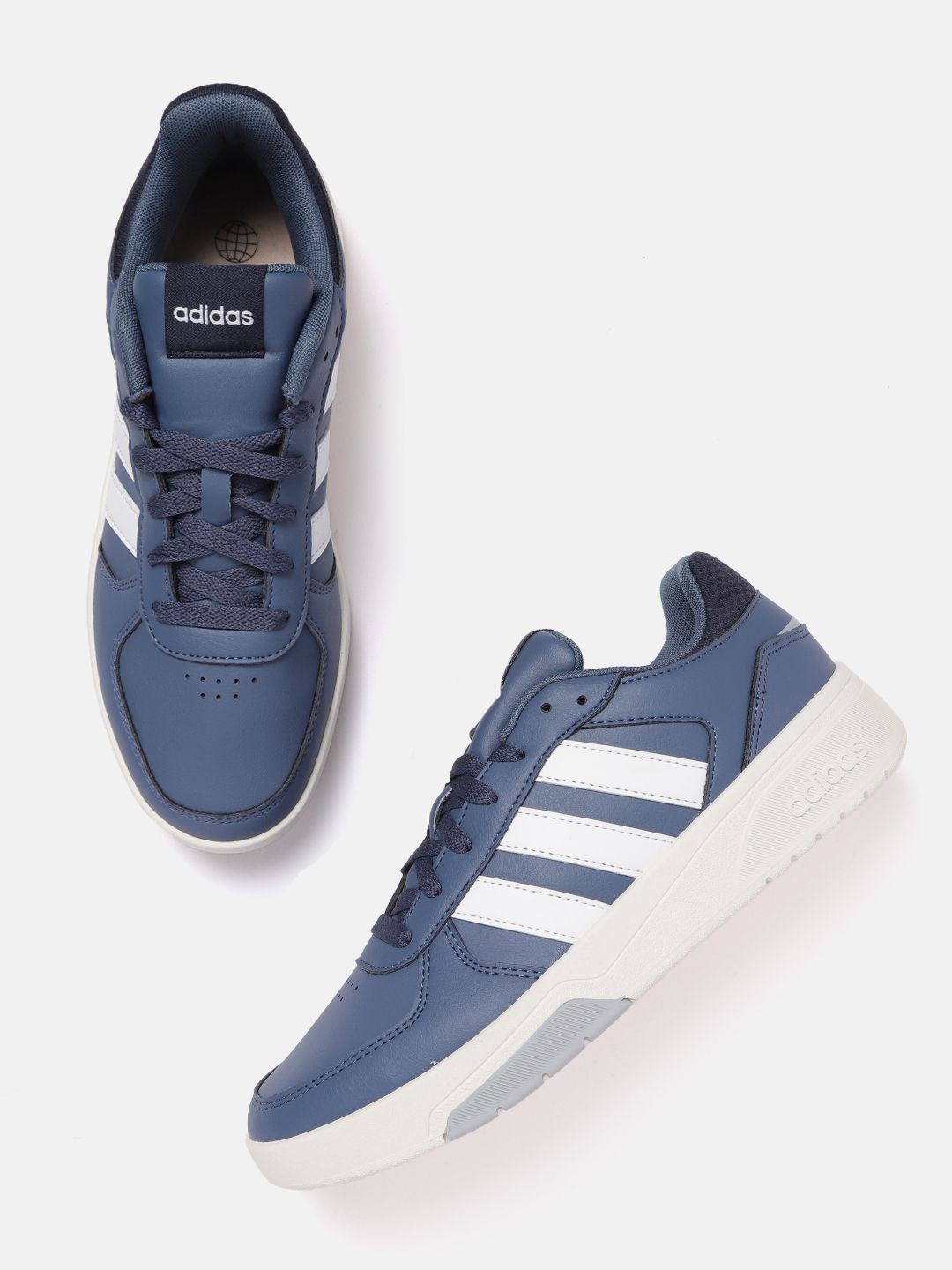 ADIDAS Men Blue & White Solid Courtbeat Tennis Shoes