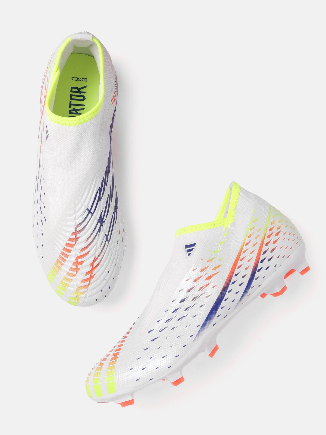 ADIDAS Unisex White & Navy Blue Web Printed Predator Edge.3 LL FG Football Shoes Price in India