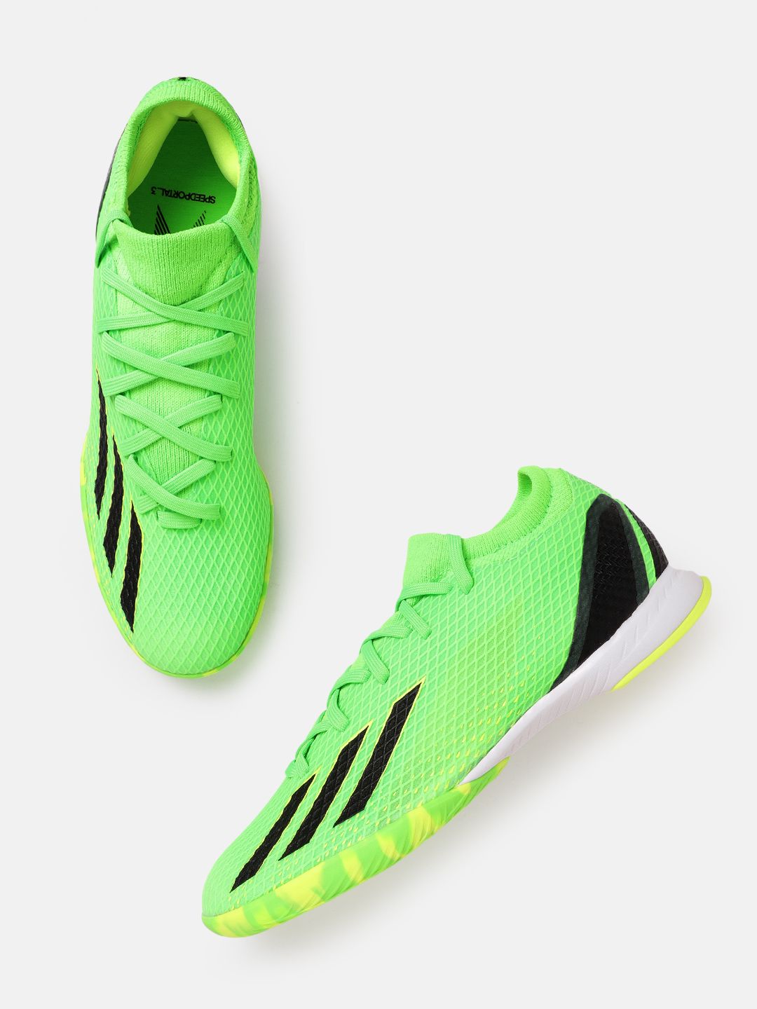 ADIDAS Unisex Green & Black Woven Design X Speedportal .3 IN Football Shoes Price in India