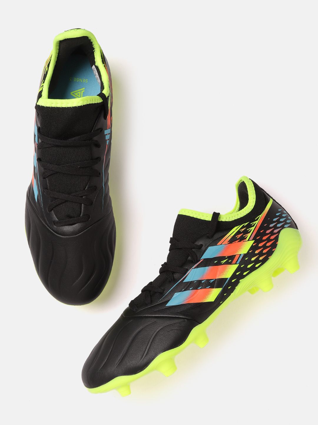 ADIDAS Unisex Black & Blue Striped Copa Sense.3 FG Football Shoes Price in India