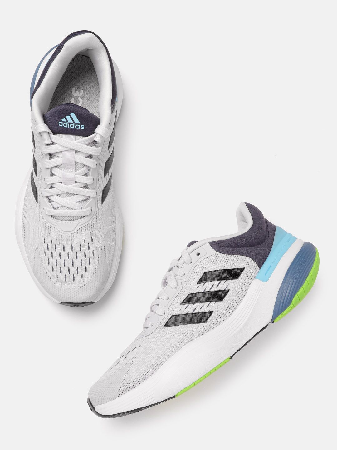 Adidas Men Grey And Navy Blue Woven Design Response Super 2 0 Running