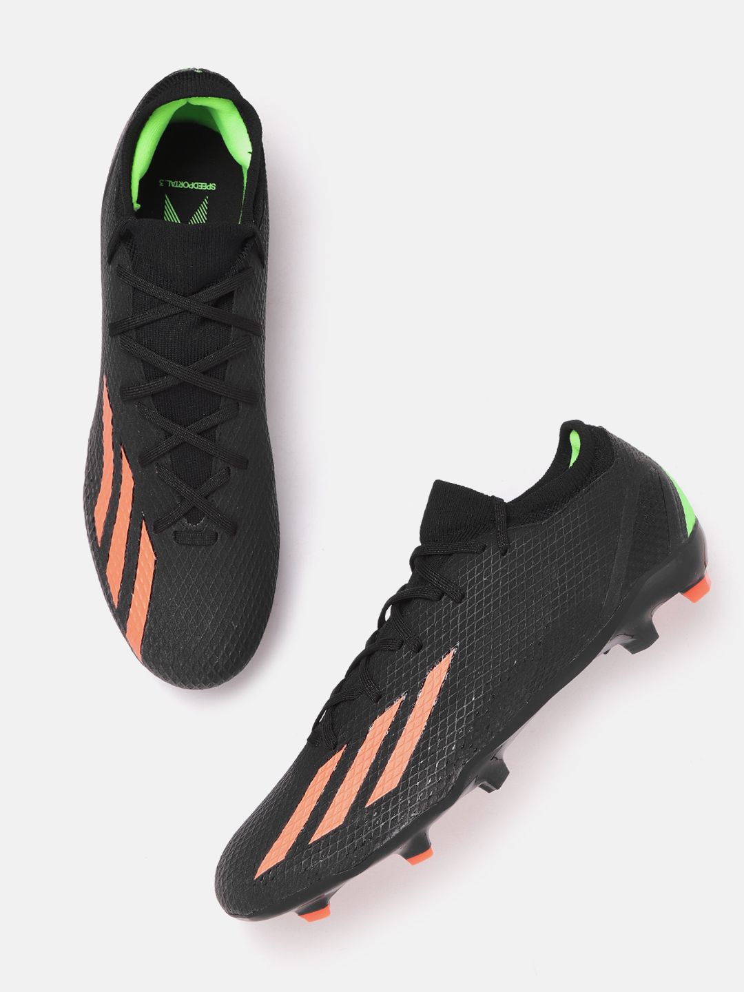 ADIDAS Unisex Black & Orange Woven X Speedportal.3 Firm Ground Bootstrail Football Shoes Price in India