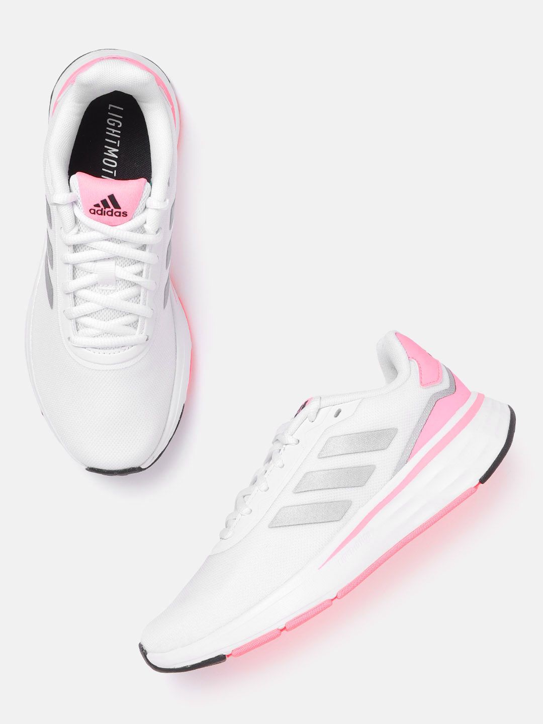 ADIDAS Women White & Pink Textured Synthetic Start Your Run Running Shoes Price in India