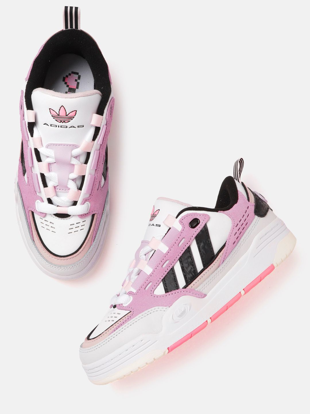 ADIDAS Originals Women Pink & White Striped ADI2000 Leather Sneakers Excluding Trims Price in India