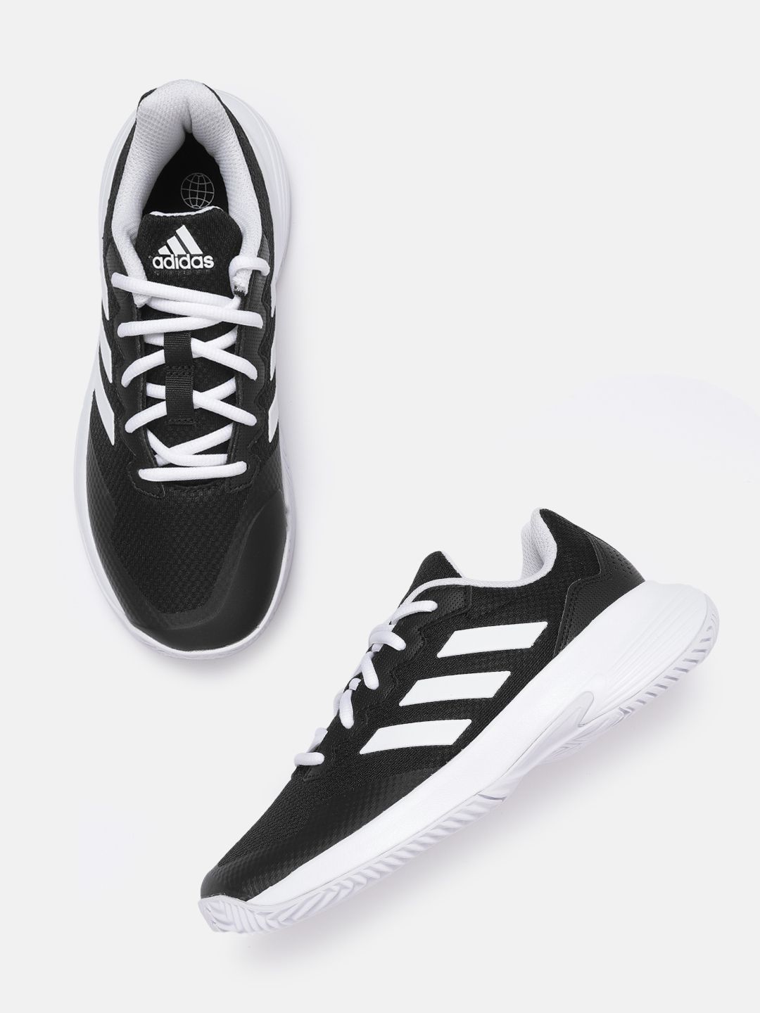 ADIDAS Women Black & White Woven Design Gamecourt 2 Tennis Shoes Price in India