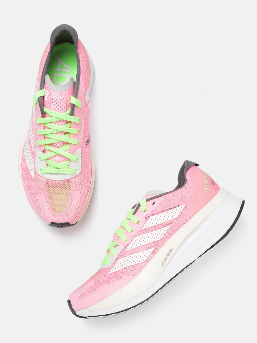 ADIDAS Women Pink Woven Design Adizero Boston 11 Running Shoes Price in India