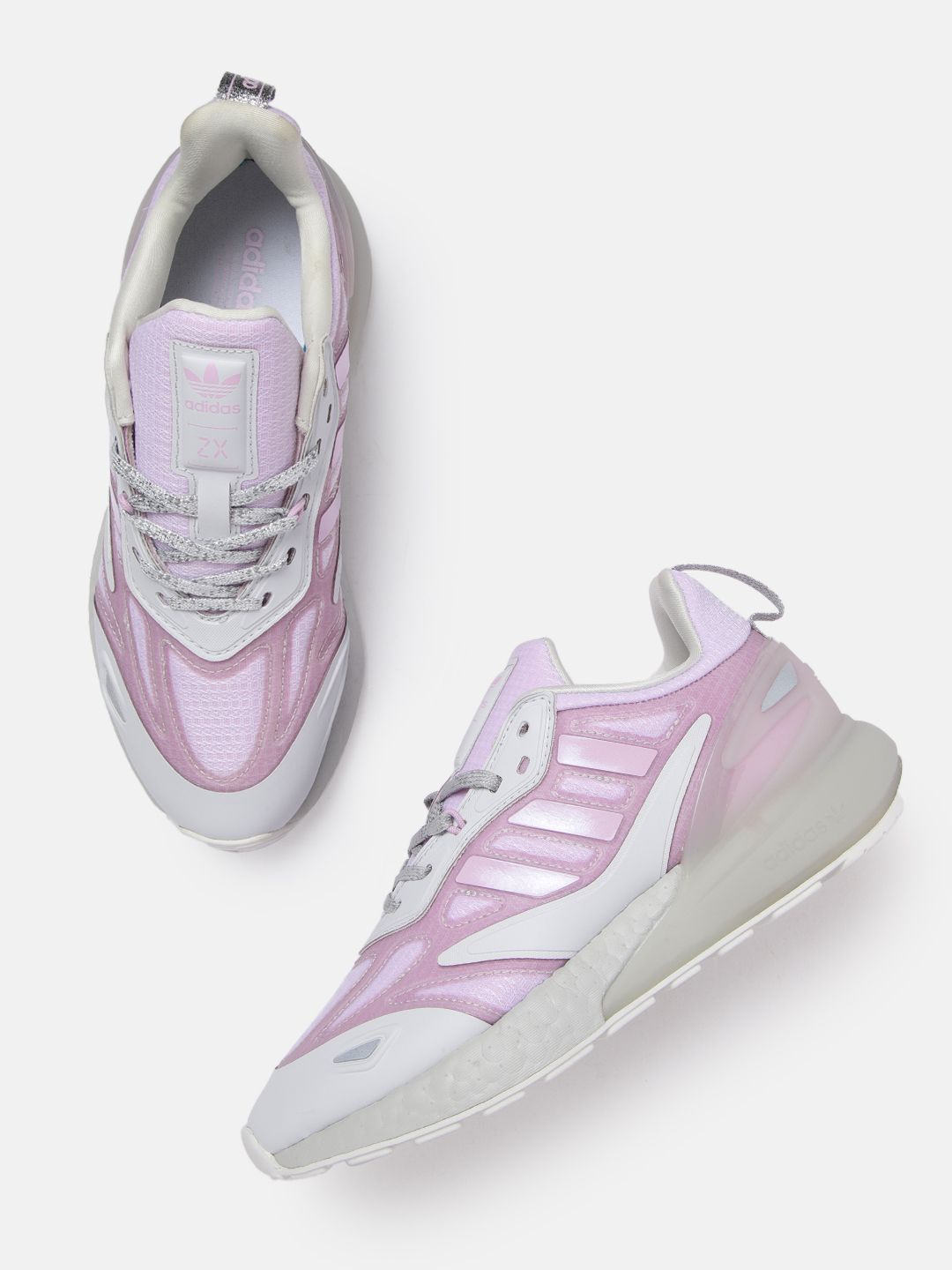 ADIDAS Originals Women Lilac & Grey Woven Design ZX 2K Boost 2.0 Sneakers Price in India