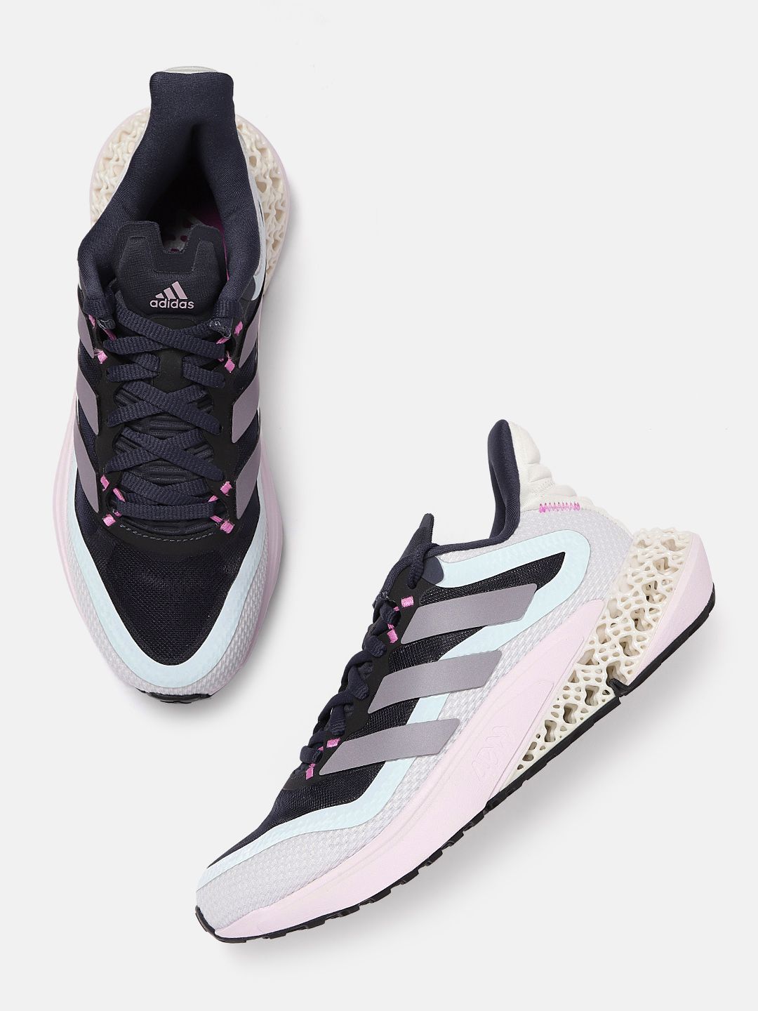 ADIDAS Women Black Blue & White Colourblocked 4DFWD Pulse Textile Running Shoes Price in India