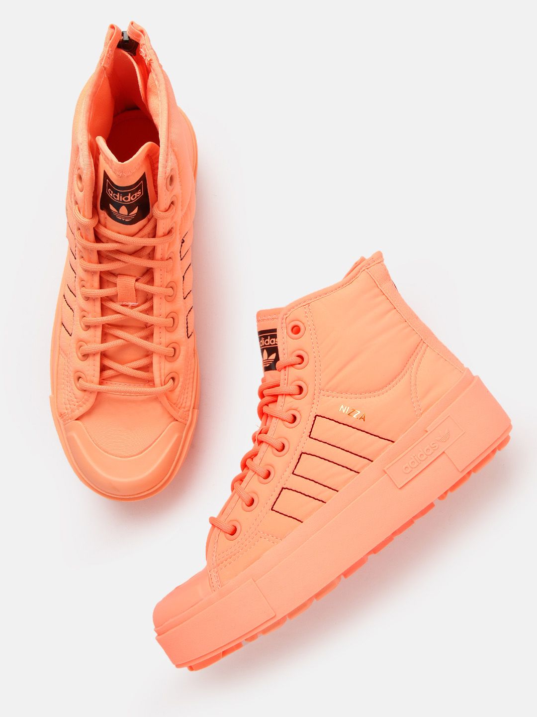 ADIDAS Originals Women Orange Solid Nizza Bonega Mid-Top Sneakers Price in India