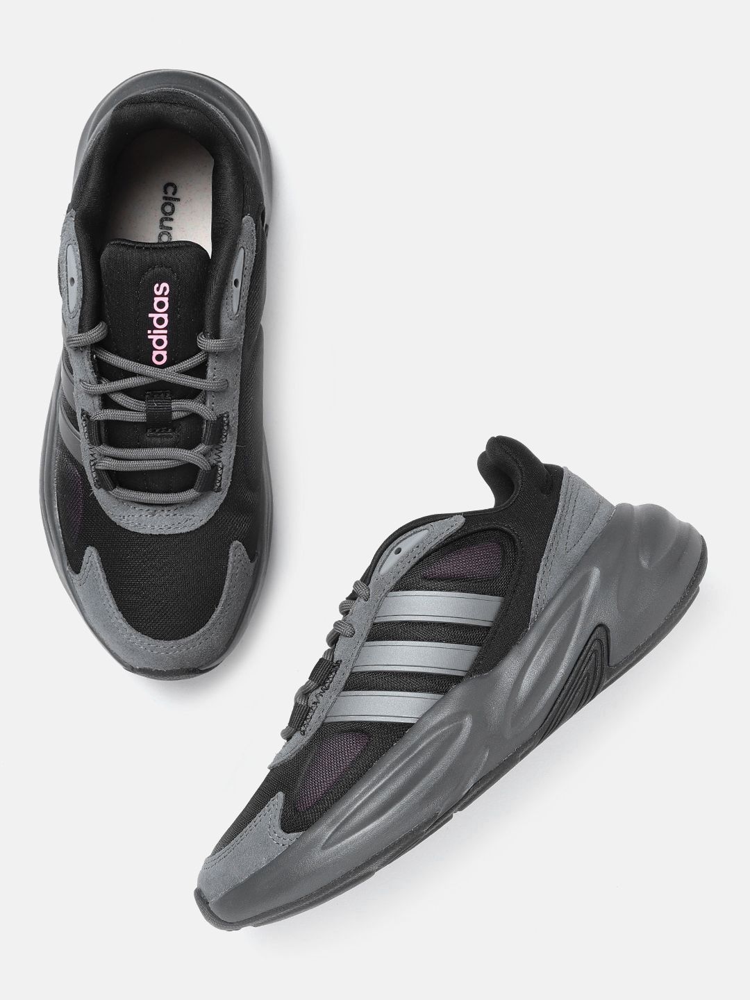 ADIDAS Women Black Woven Design Ozelle Cloudfoam Lifestyle Running Shoes Price in India