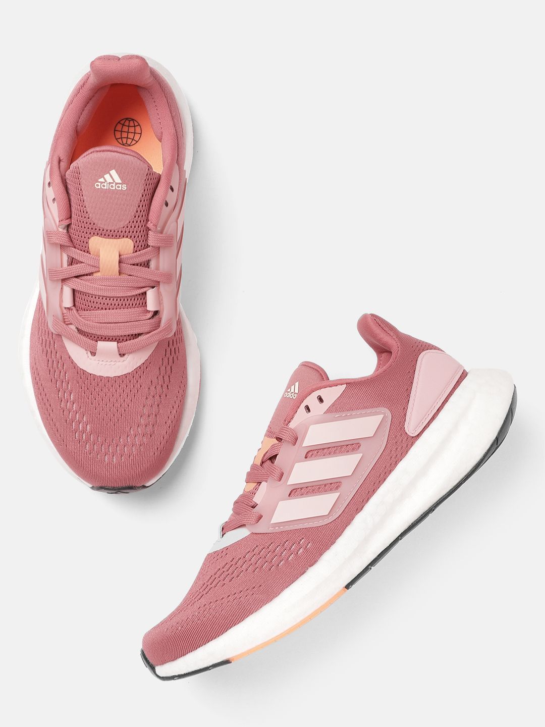 ADIDAS Women Dusty Pink Woven Design Pureboost 22 Running Shoes Price in India