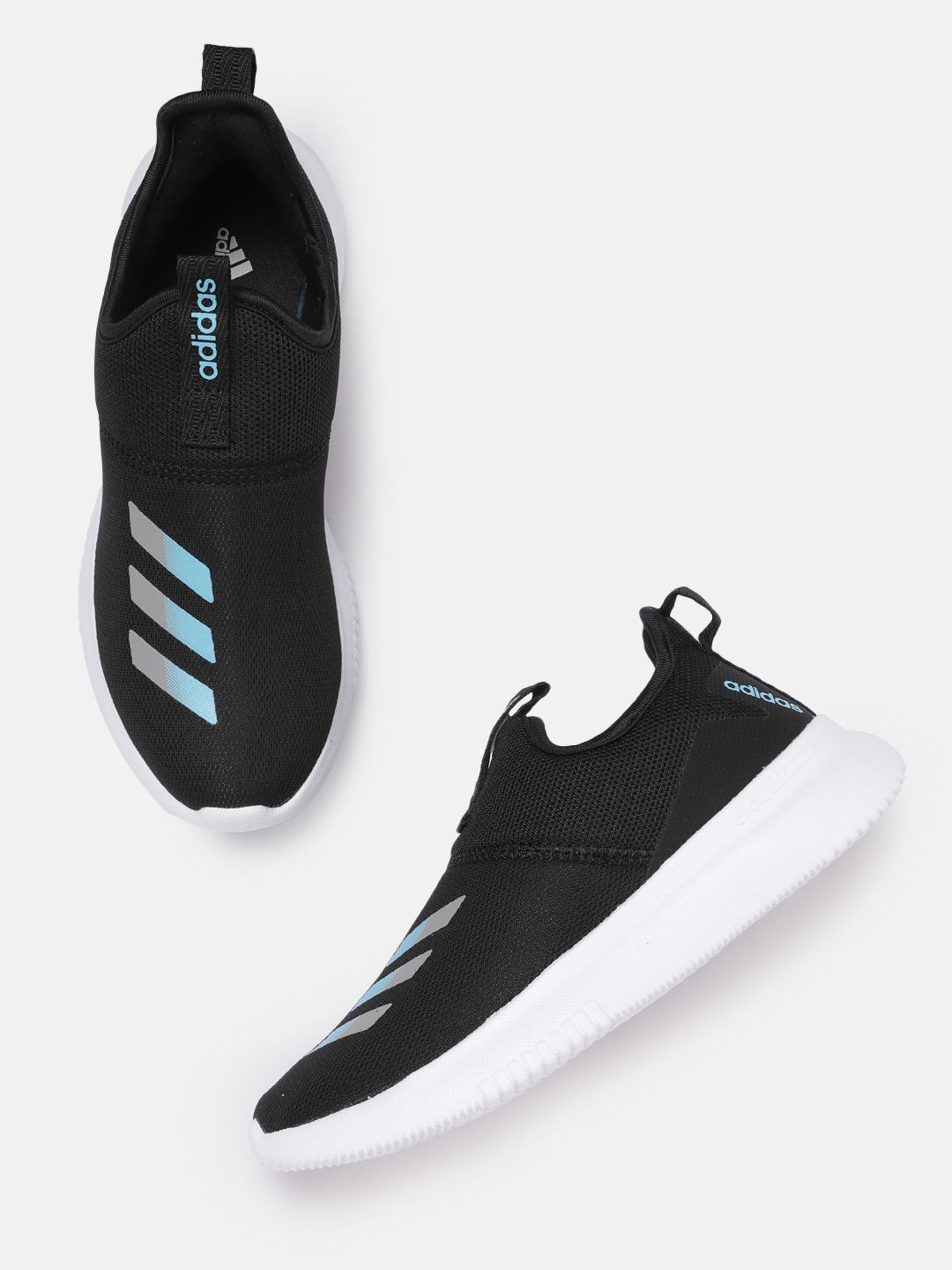 ADIDAS Women Black & Blue Woven Design SheenWalk Shoes Price in India