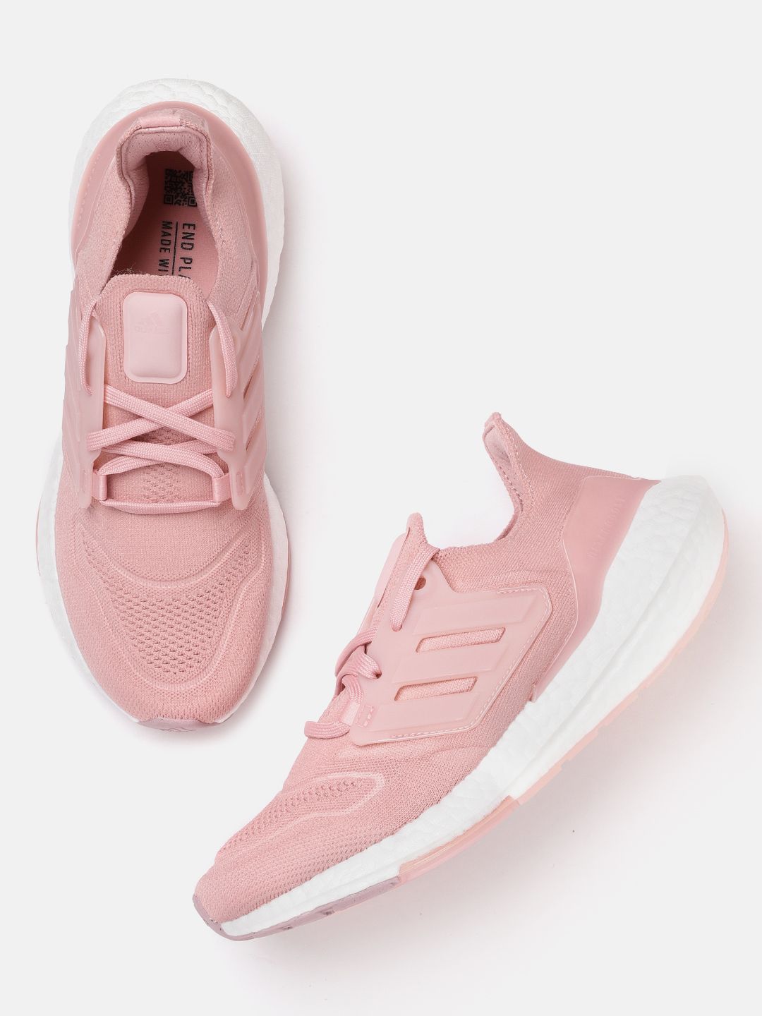 ADIDAS Women Dusty Pink & White Woven Design Boost Midsole Ultraboost 22 Running Shoes Price in India