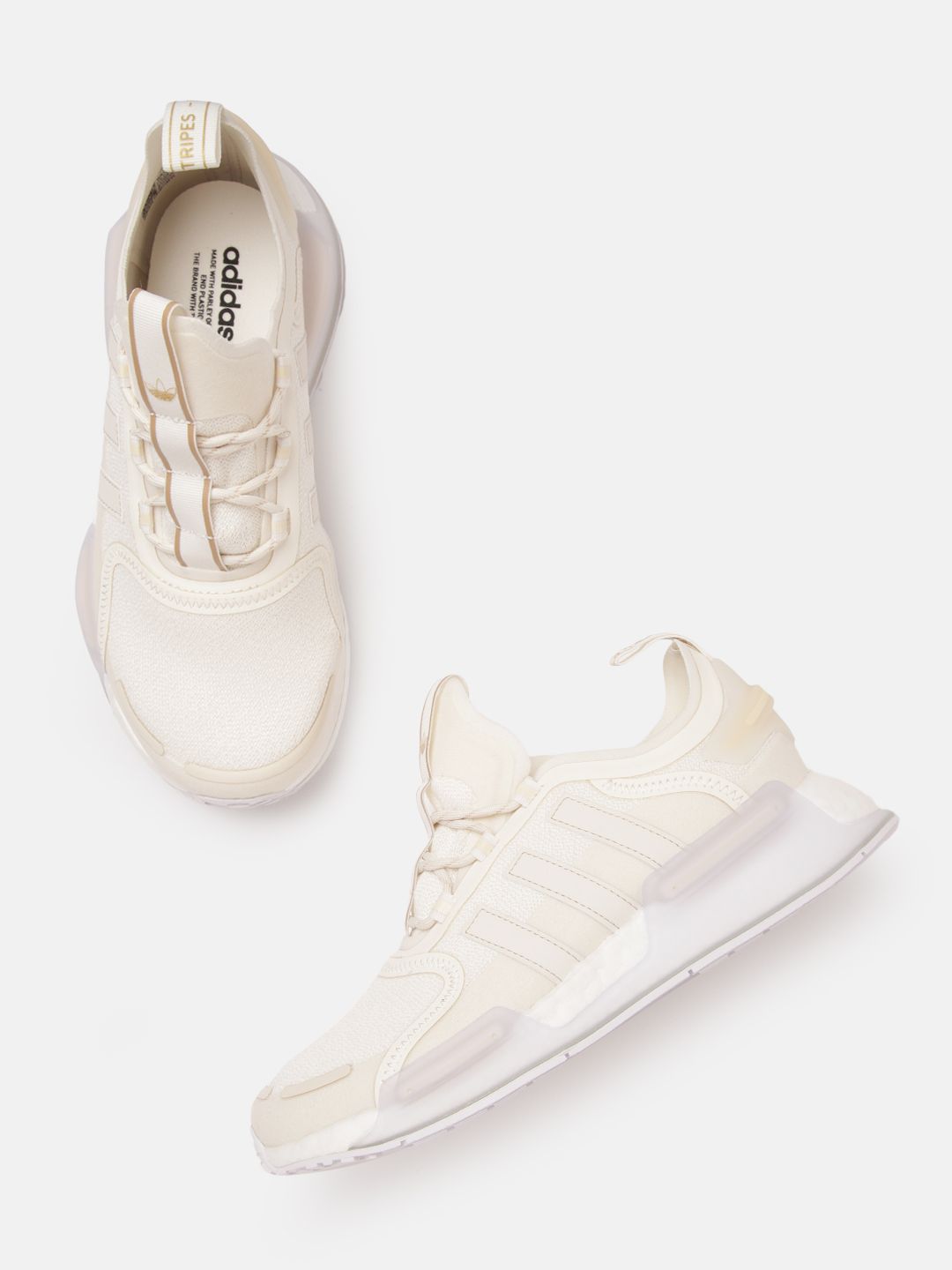 ADIDAS Originals Women Cream-Coloured Solid Woven Design NMD_R1 V3 EASE Sneakers Price in India