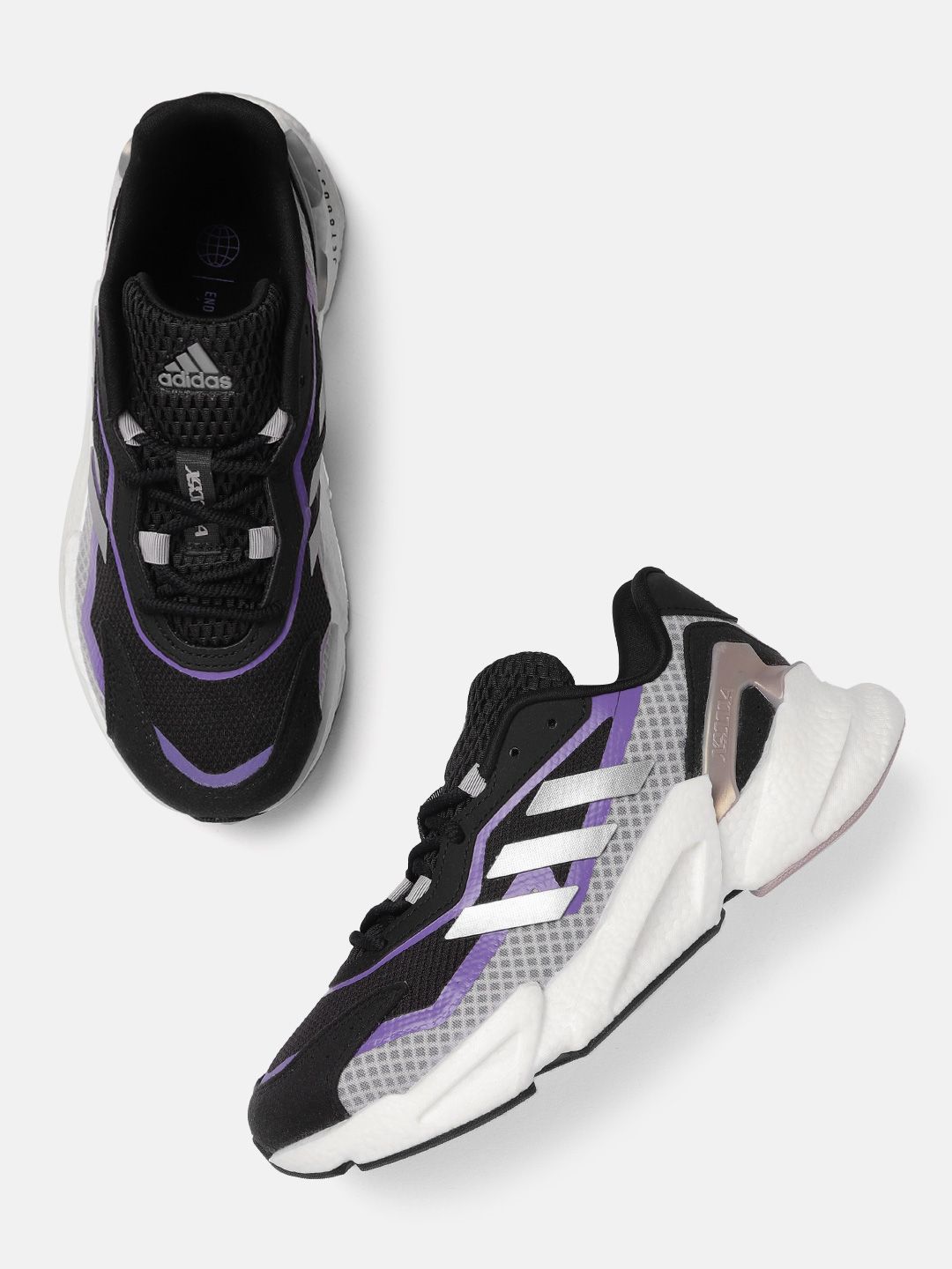 ADIDAS Women Black & Silver-Toned Woven Design X9000L4 Running Shoes Price in India