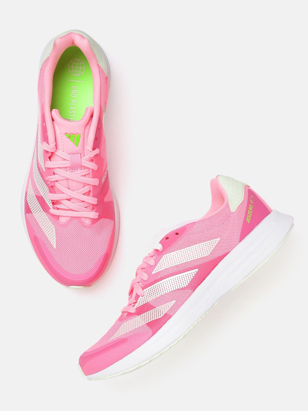 ADIDAS Women Pink & White Woven Design Bounce Midsole Adizero RC 4 Running Shoes Price in India