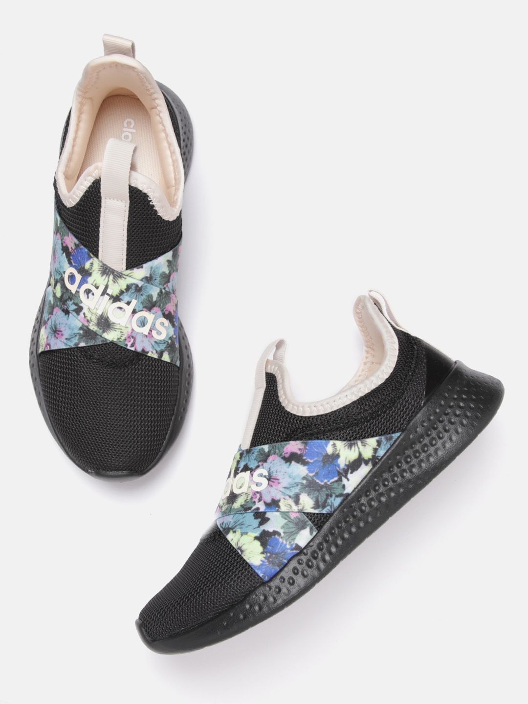 ADIDAS Women Black & Grey Puremotion Adapt Woven Design Running Slip-On Shoes Price in India