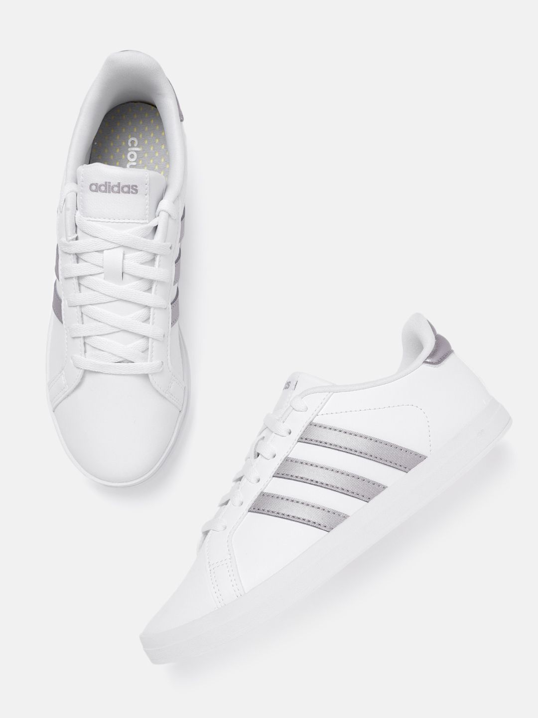 ADIDAS Women White & Lavender Solid Courtpoint X Tennis Shoes Price in India