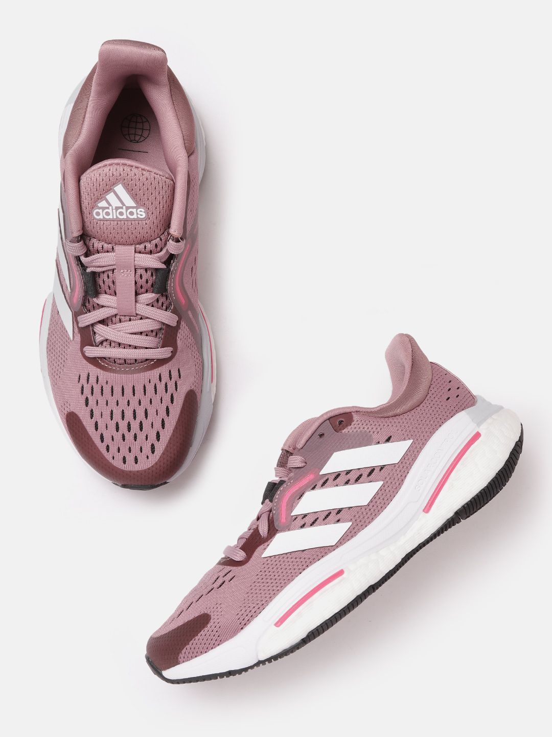 ADIDAS Women Purple & White Woven Design Perforated Solar Control Running Shoes Price in India
