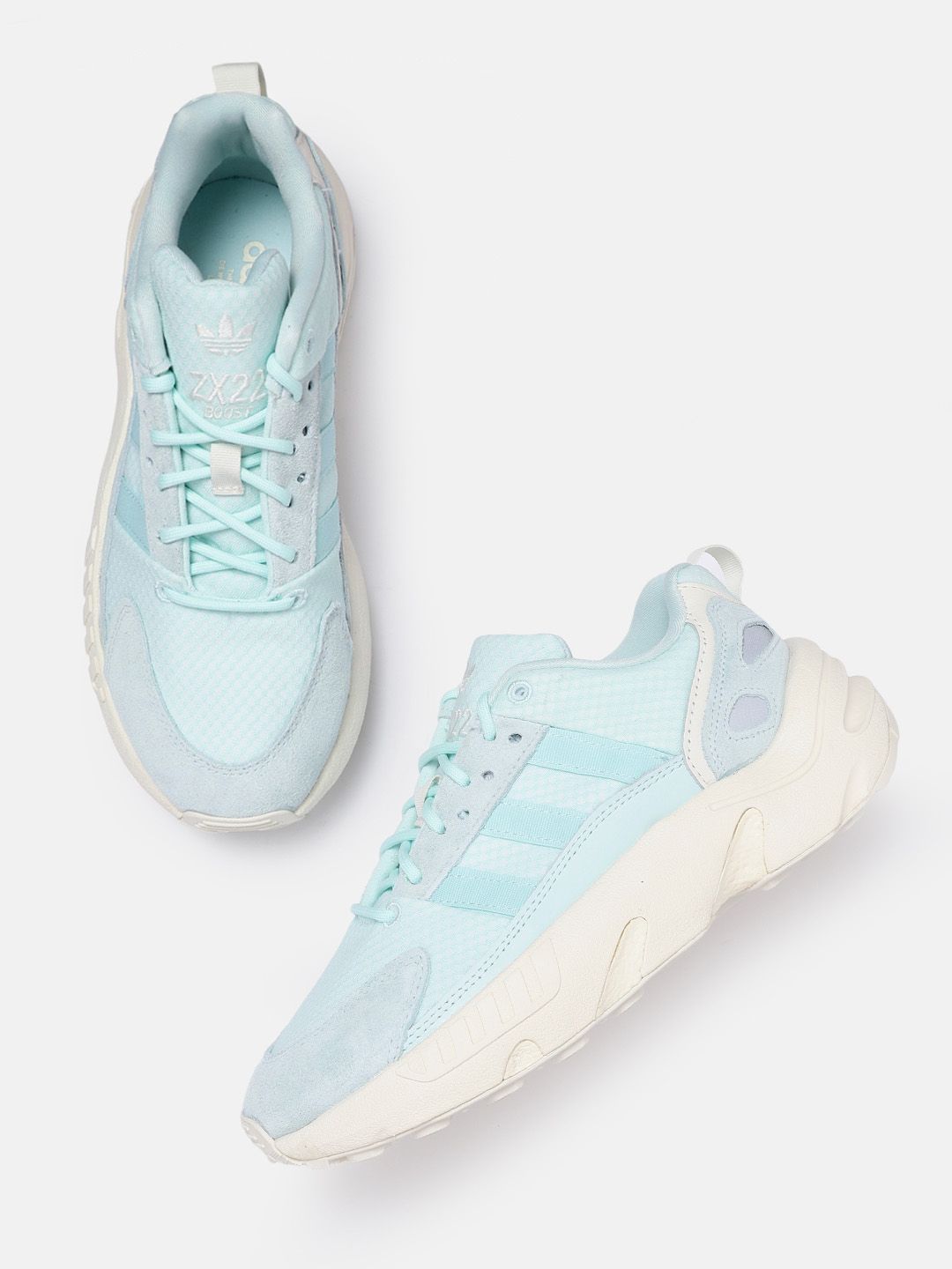 ADIDAS Originals Women Blue & Off-White Textured Suede Zx 22 Boost Sneakers Price in India