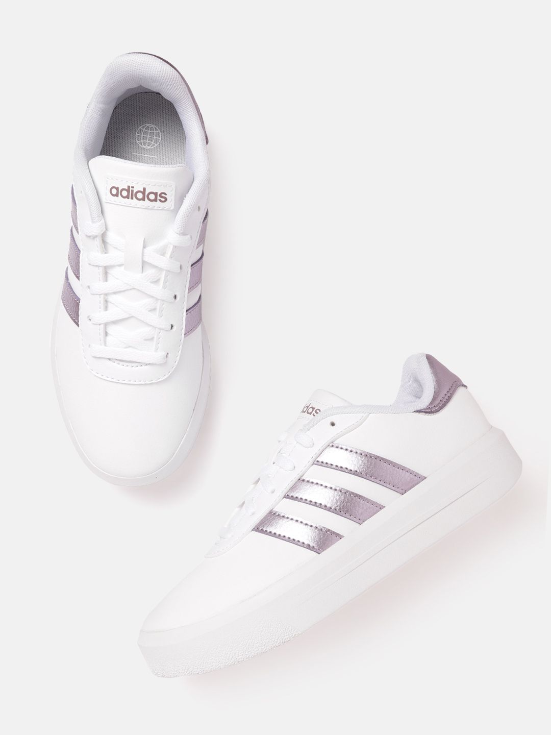 ADIDAS Women White & Purple Court Platform Skateboarding Shoes Price in India