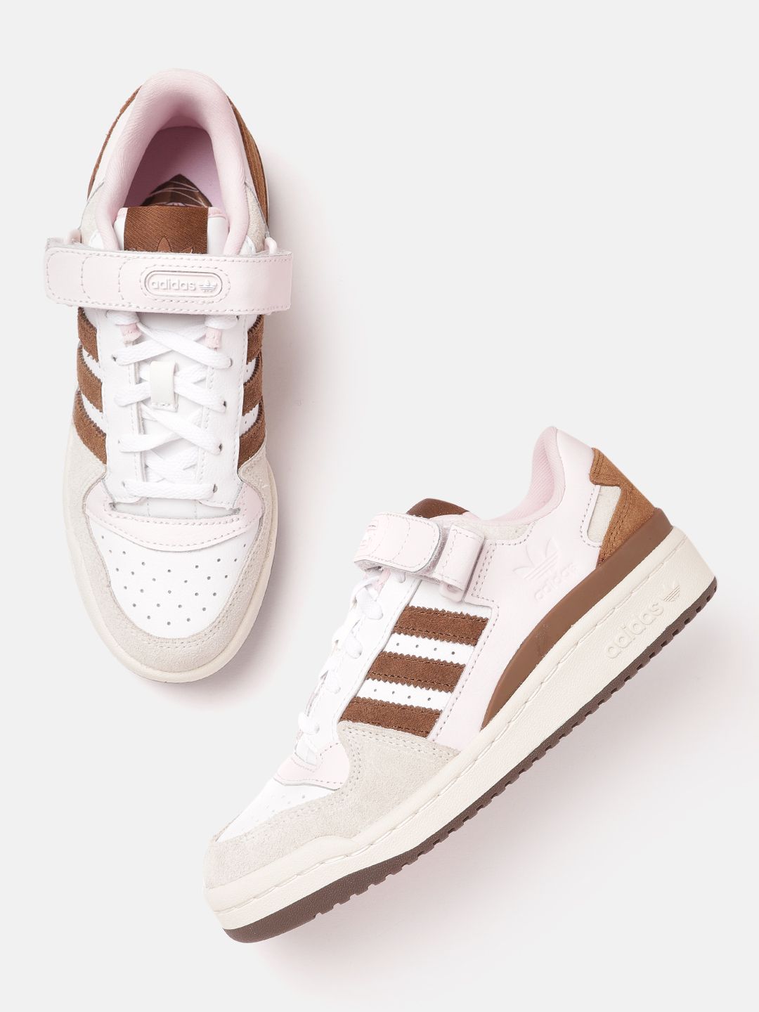 ADIDAS Originals Women White & Pink Perforated Forum Low Sneakers Price in India