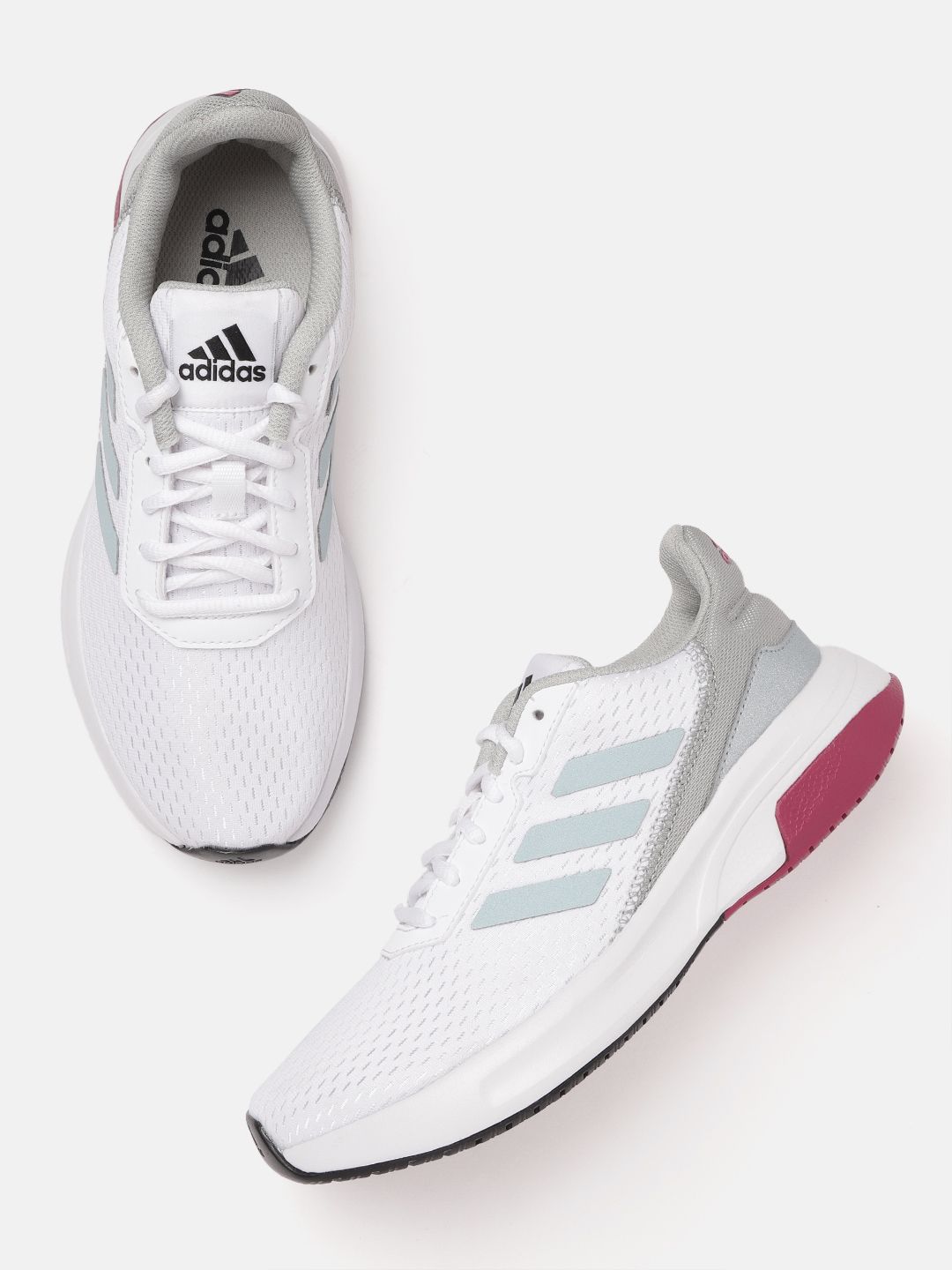 ADIDAS Women White & Grey Woven Design Runesy Running Shoes