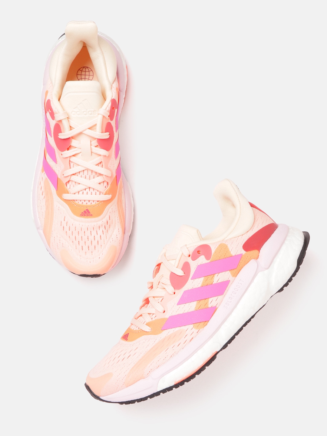 ADIDAS Women Peach-Coloured & Purple Woven Design Solar Boost 4 Running Shoes Price in India