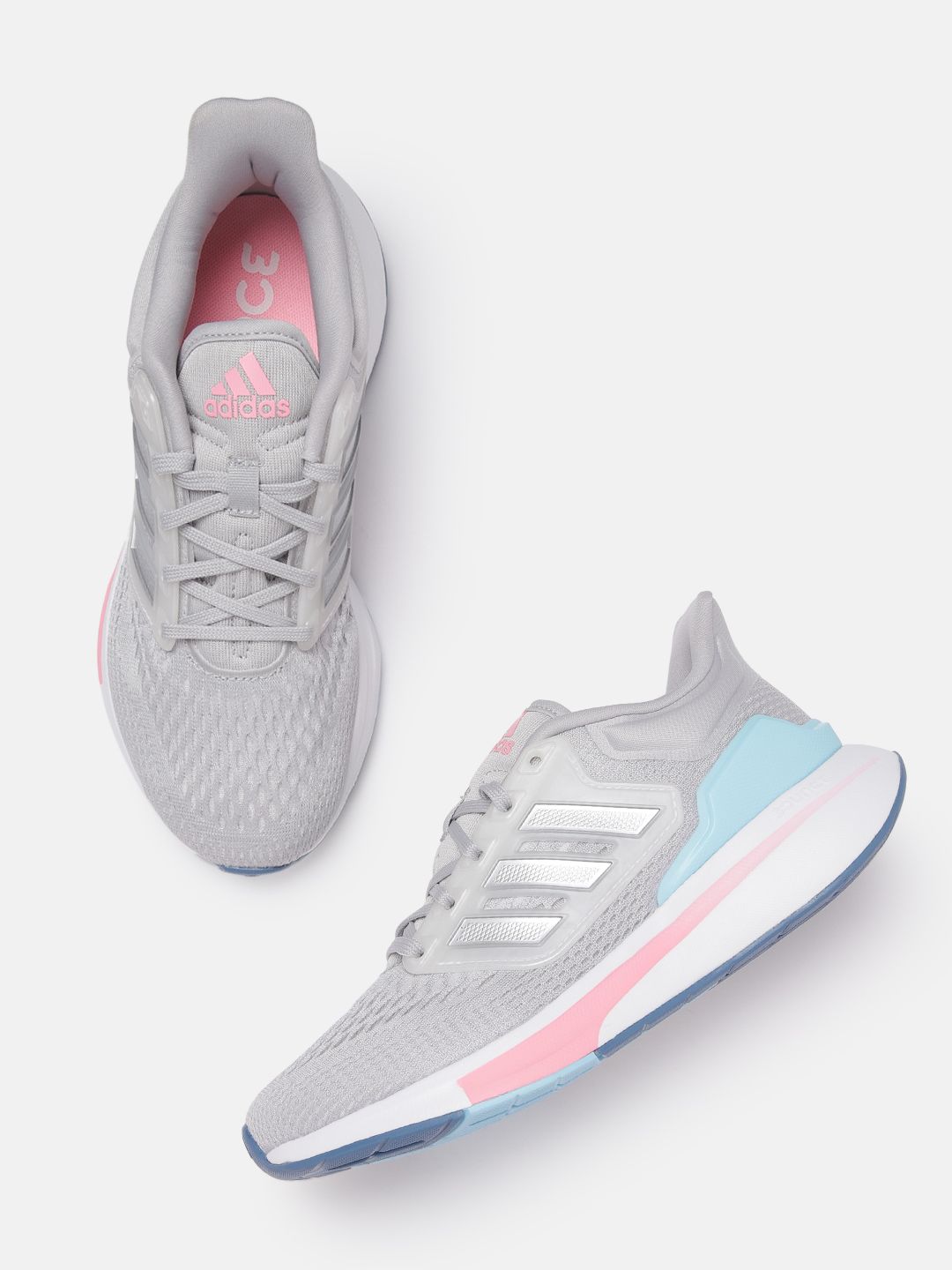 ADIDAS Women Grey Woven Design EQ21 Running Shoes Price in India