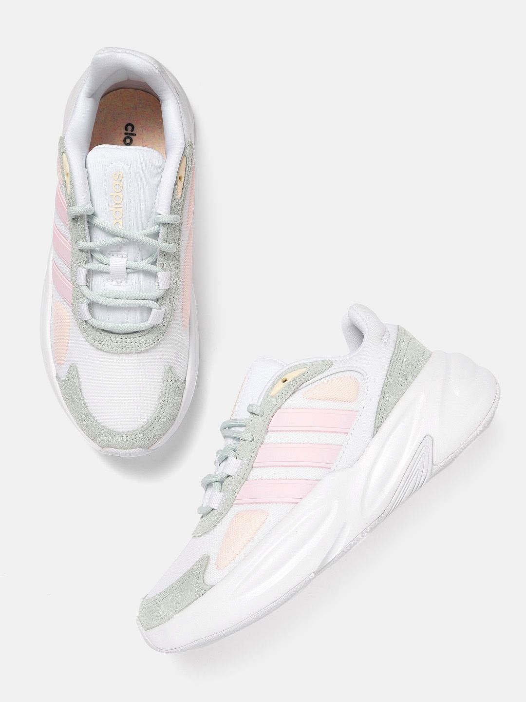 ADIDAS Women White & Mint Green OZ-Takedown Running Shoes Price in India