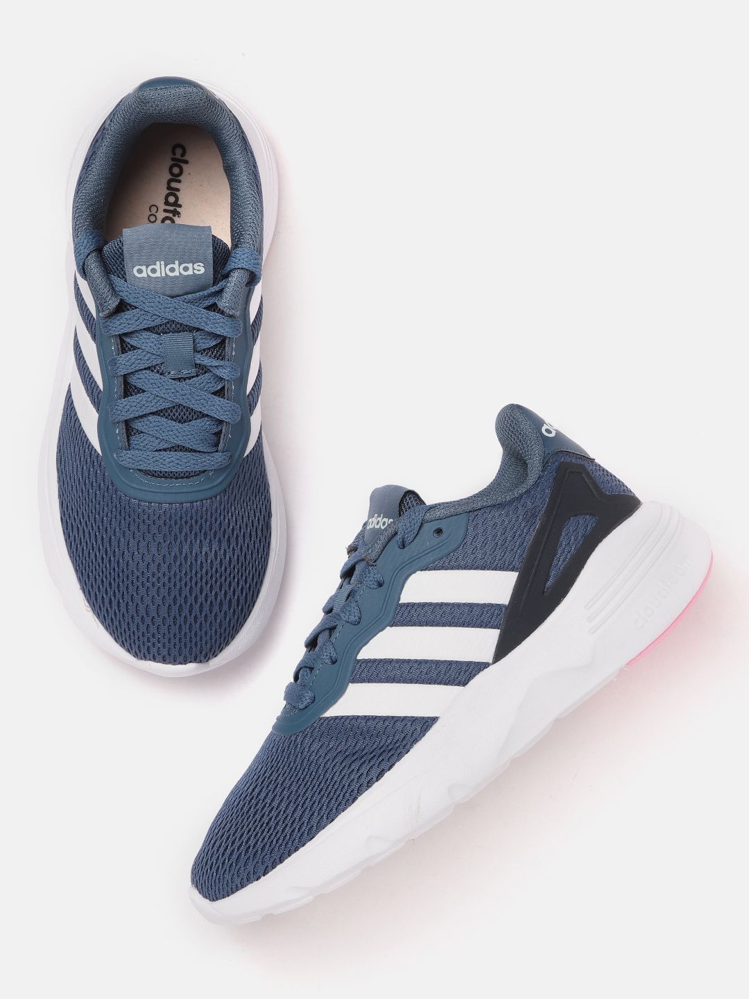 ADIDAS Women Blue & White Woven Design Nebzed Running Shoes Price in India