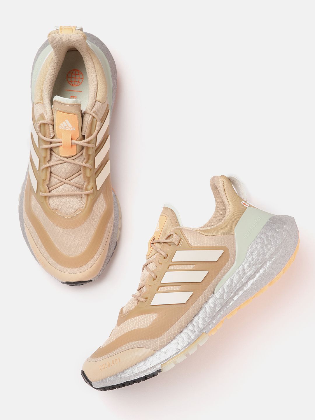 ADIDAS Women Beige Woven Ultraboost 22 C.Rdy Running Shoes Price in India