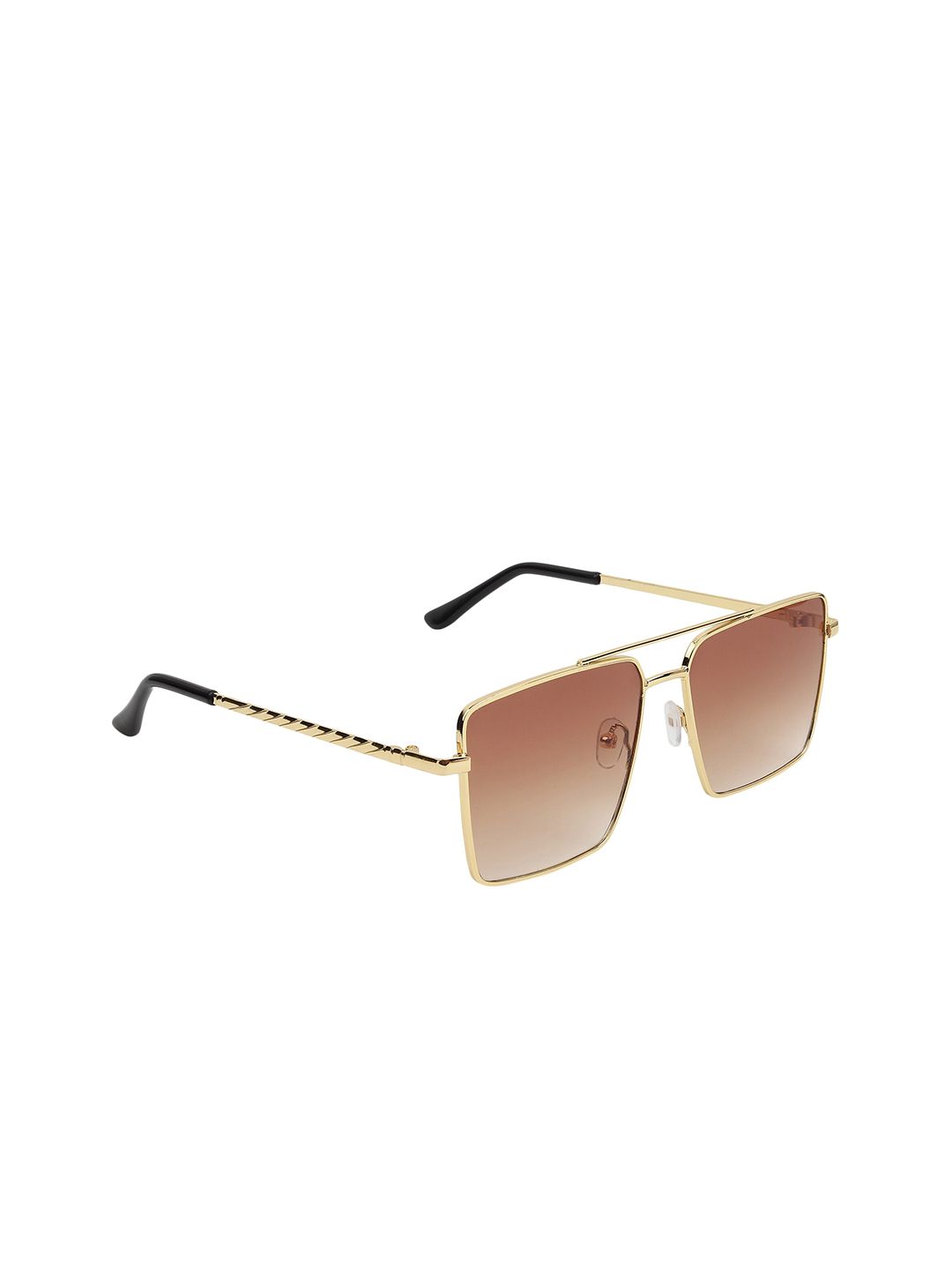 CRIBA Unisex Brown Lens & Gold-Toned Aviator Sunglasses with UV Protected Lens Price in India