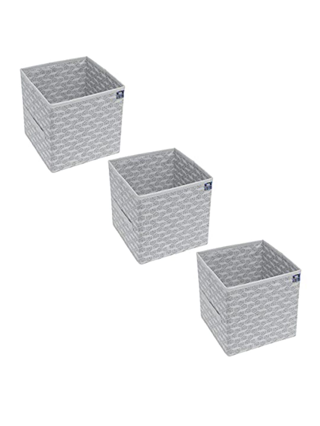 HOMESTRAP Set of 3 Grey Large Cube Storage Organiser Price in India