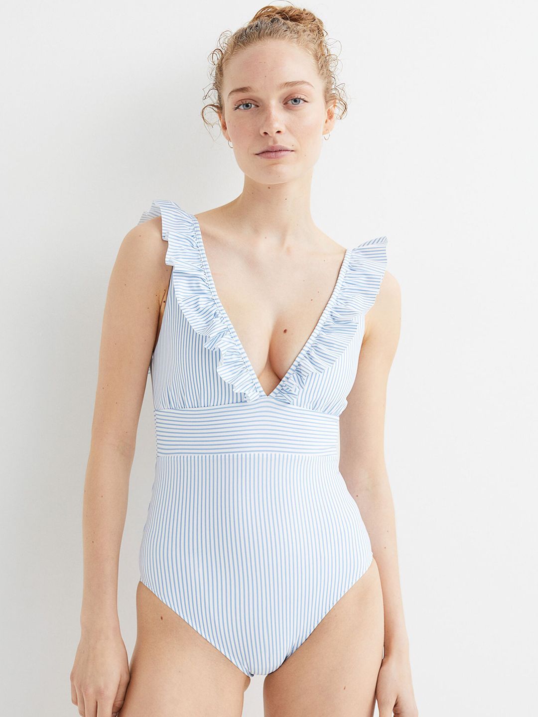 H&M Women Blue Padded-Cup Swimsuit Price in India