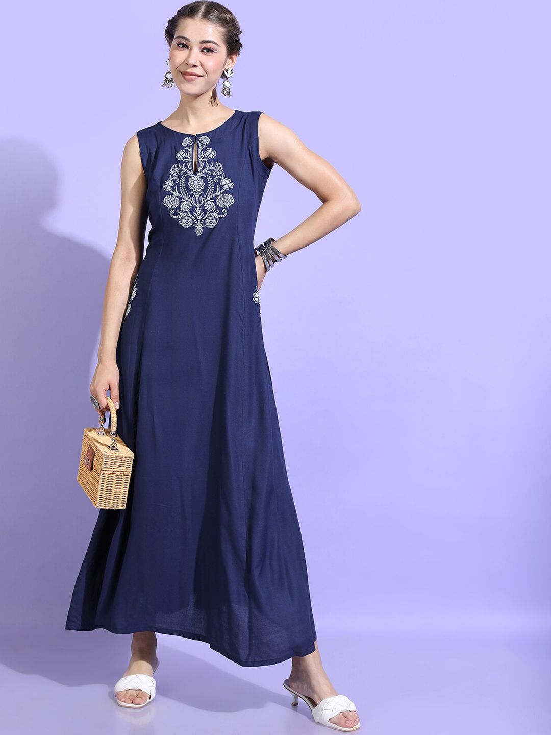 Vishudh Women Blue Embellished Dress Price in India
