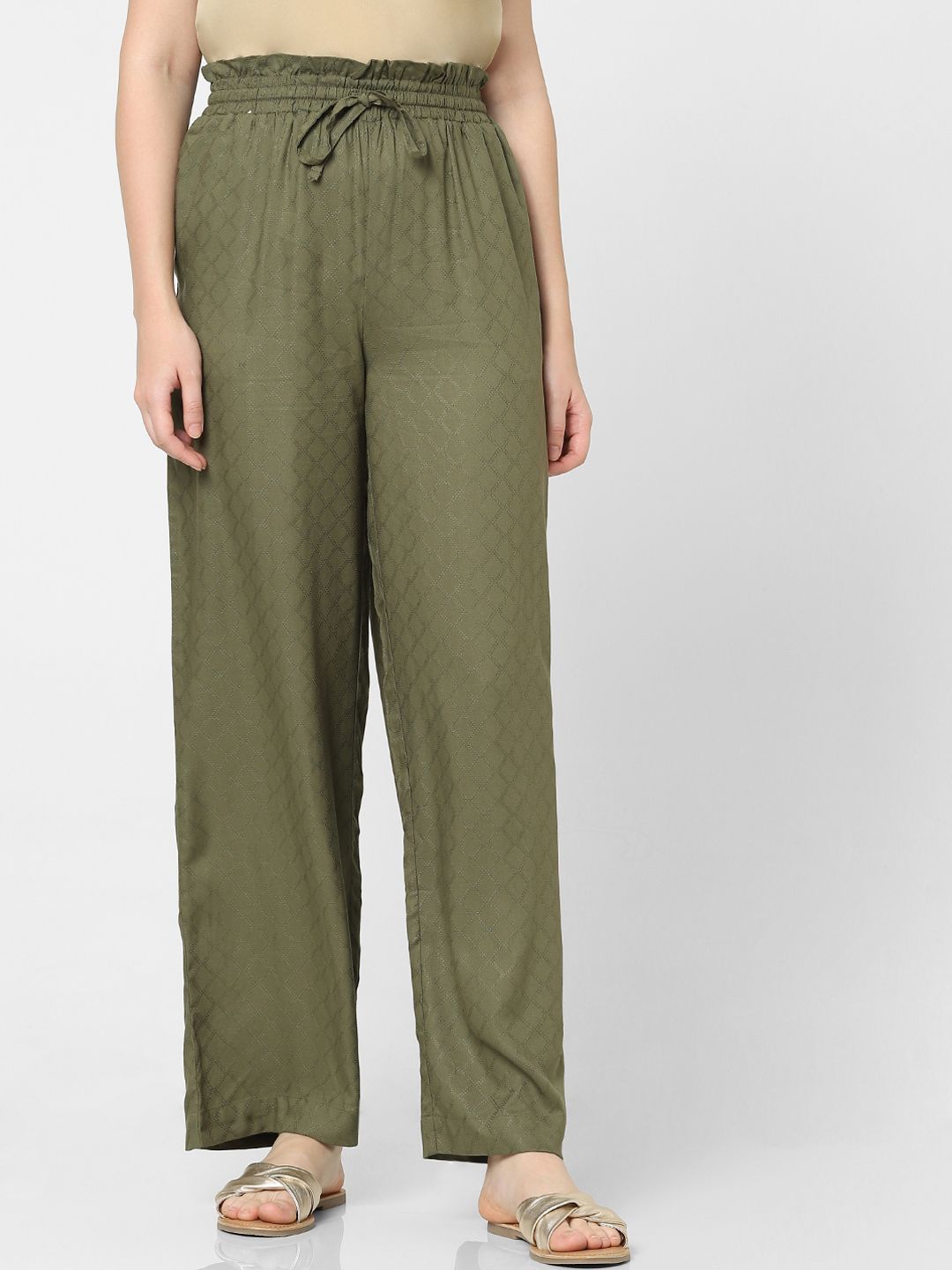 Vero Moda Women Green Straight Fit High-Rise Trousers Price in India