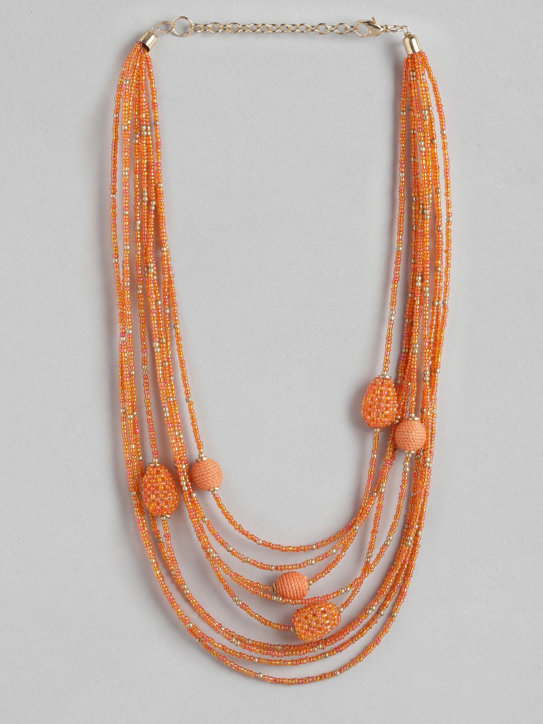 RICHEERA Orange Multi-Stranded Necklace Price in India