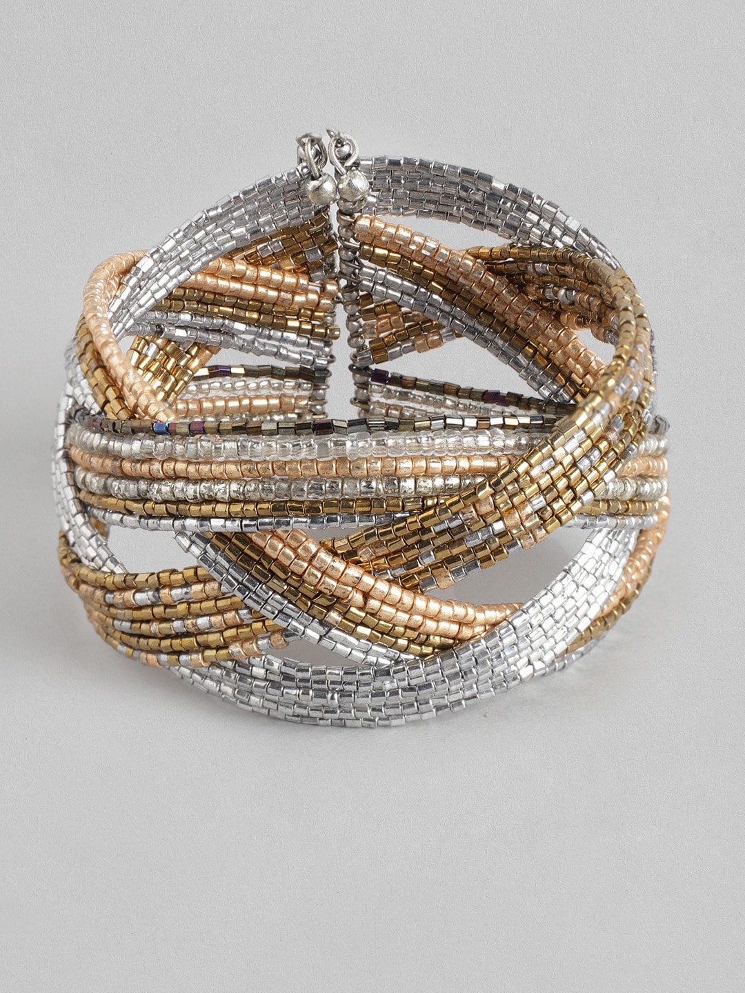 RICHEERA Women Gold-Toned & Silver-Toned Cuff Bracelet Price in India