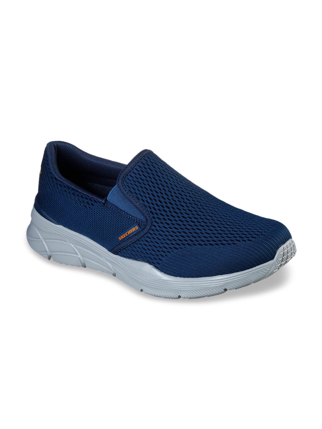 Skechers Men Navy Blue Woven Design Slip-On Sneakers