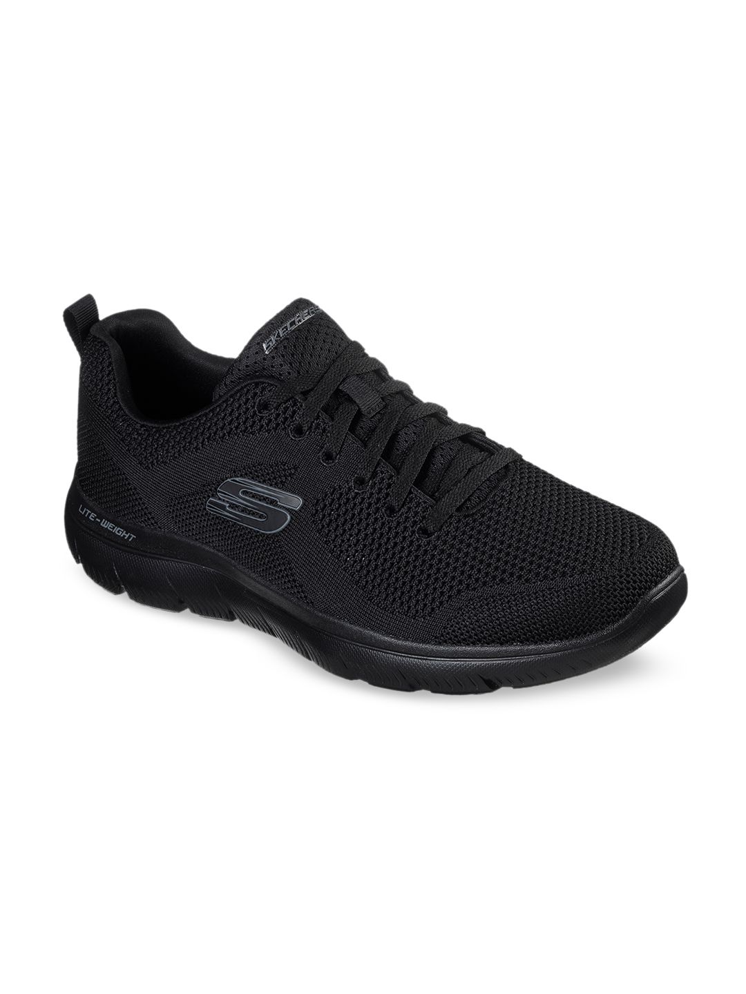 Skechers Men Black Woven Design Sneakers