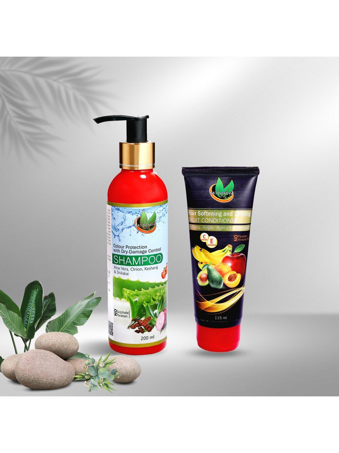 NatureNova Herbals Set of Color Protect Shampoo 200 ml & Fruit Conditioner 115 ml Price in India