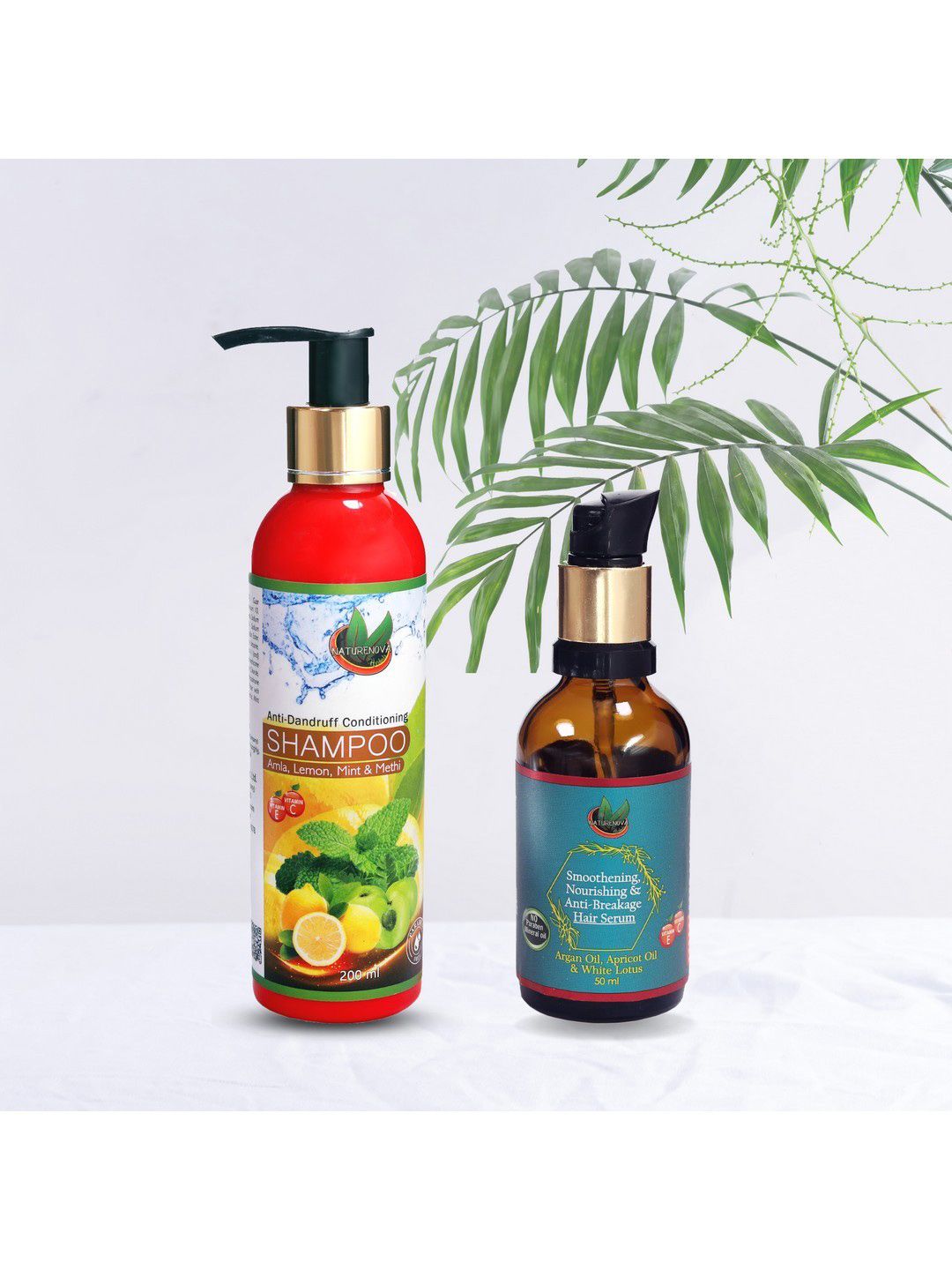NatureNova Herbals Set of Anti-Dandruff Shampoo 200ml & Anti-Breakage Hair Serum 50ml Price in India