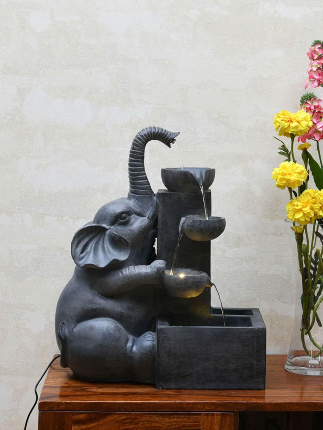 Athome by Nilkamal Grey Solid Elephant Water Fountain Price in India